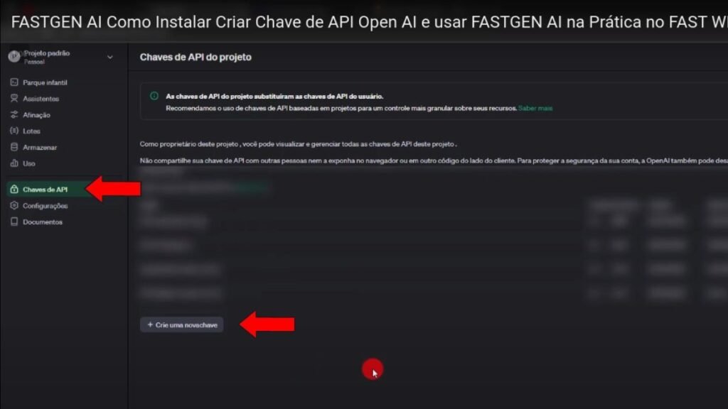 Como criar a chave API na Open AI? 