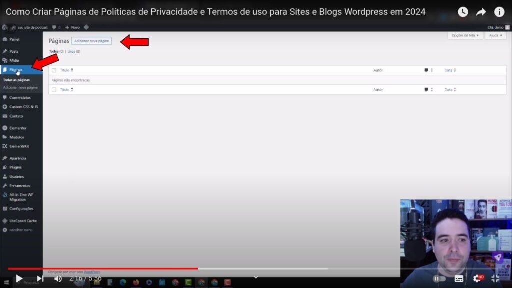 como criar páginas de politica de privacidade