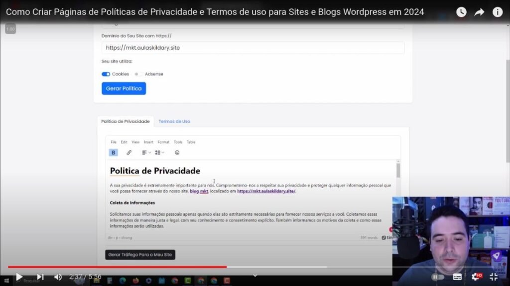 gerador de politicas de privacidade