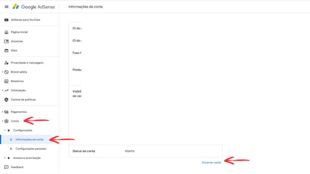 encerramento de conta do google adsense