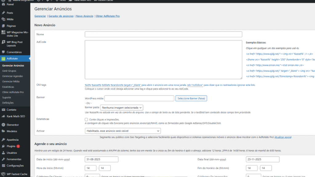 Plugin AdRotate Banner Manager