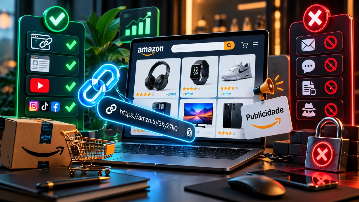 Regras do Programa de Afiliados Amazon em 2026 2 Divulgação correta de links Amazon Afiliados em blogs e redes sociais.