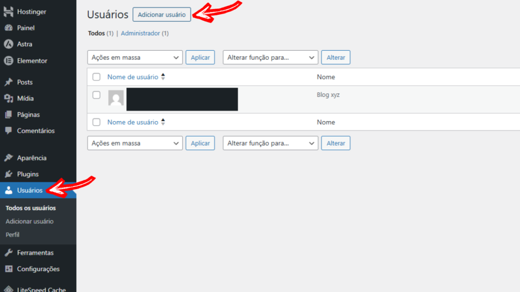 Acessando a área de usuários no WordPress