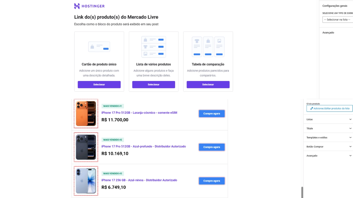Como Funciona o plugin da hostinger para afiliados amazon e do mercado livre