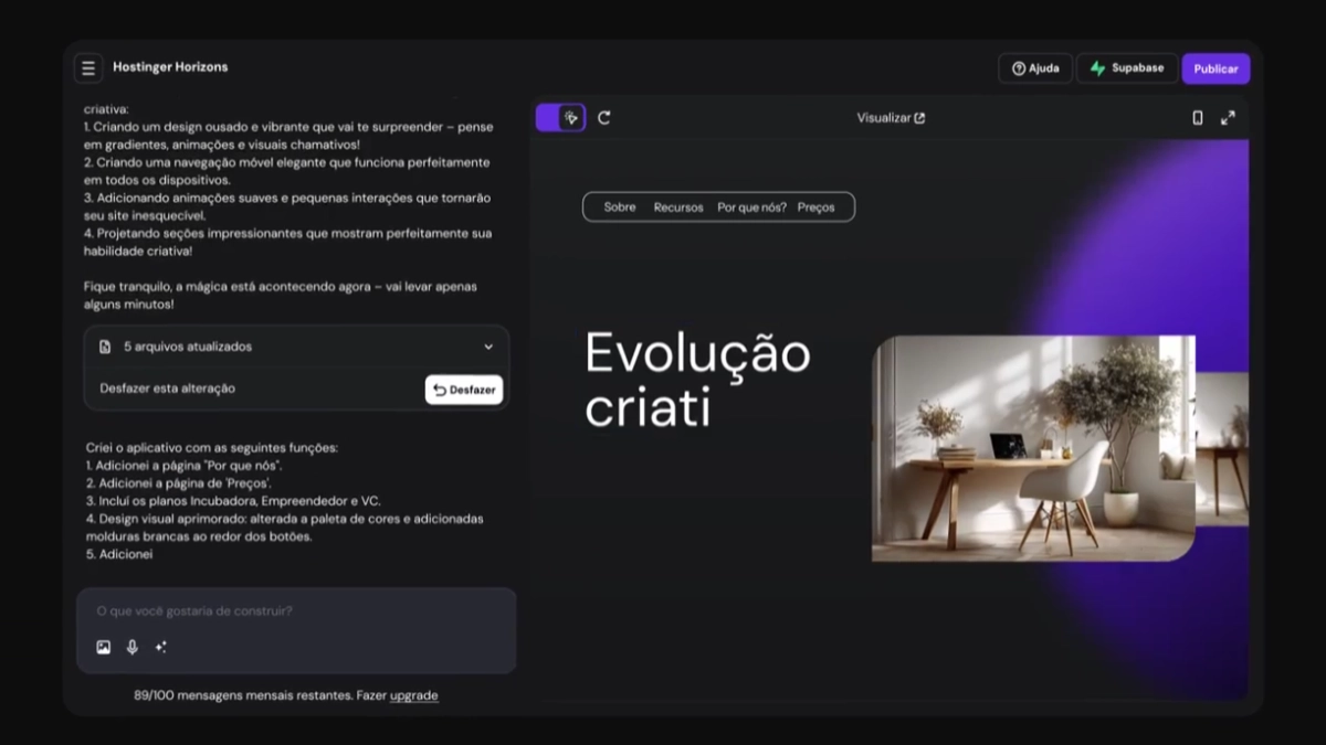 Como o Hostinger Horizons Funciona