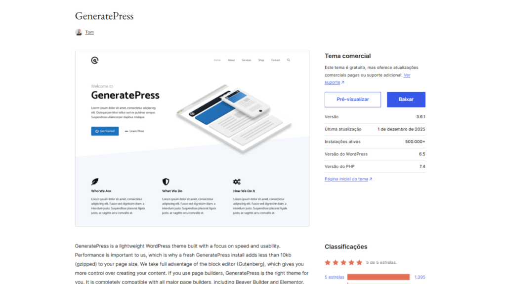 GeneratePress — O Preferido dos Especialistas em Performance