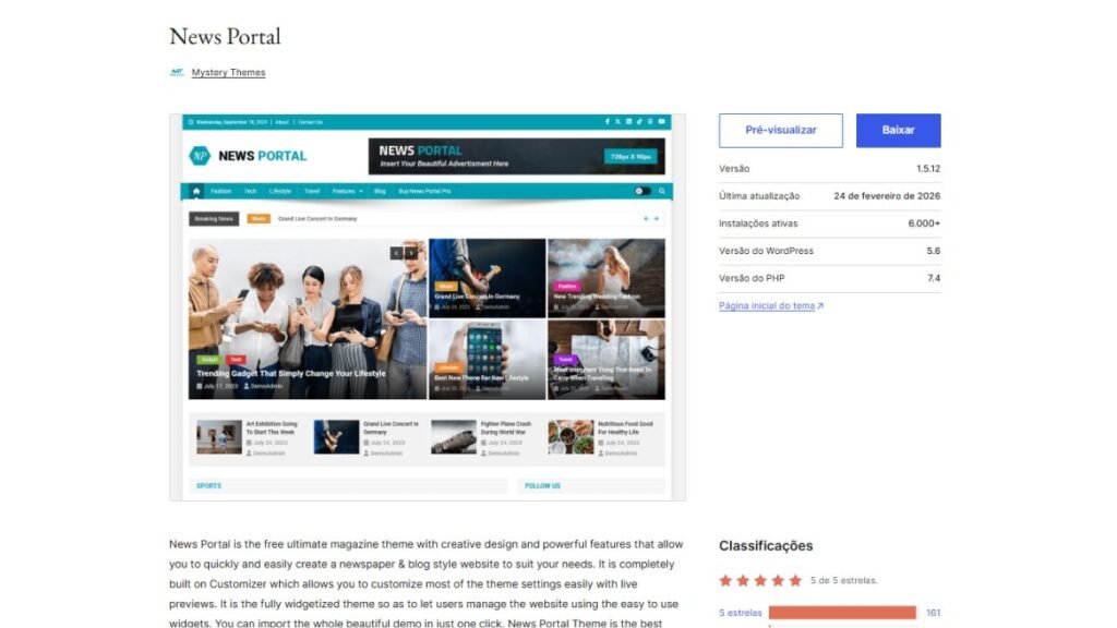 News Portal — O Tema Campeão de Aprovações no AdSense