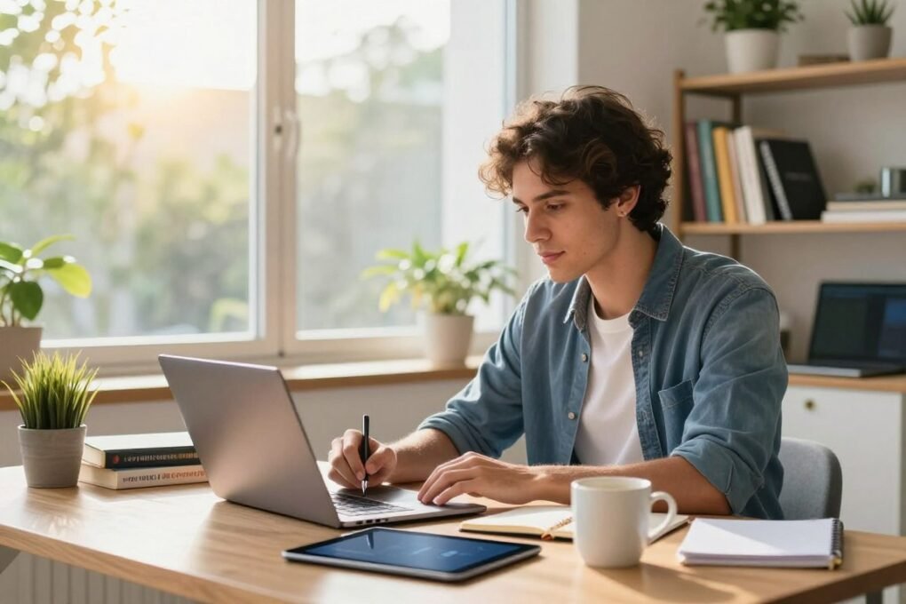 empreendedor digital iniciando negócio online no Brasil com oportunidades de renda online 2026