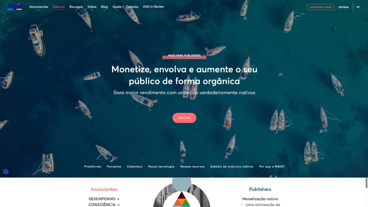 página inicial do site do mgid