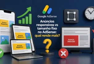 Anúncios responsivos vs tamanho fixo no AdSense