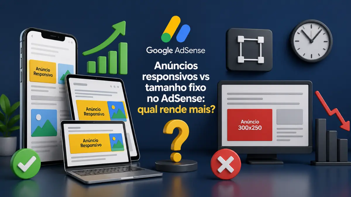 Anúncios responsivos vs tamanho fixo no AdSense