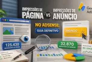 Impressões de Página vs Impressões de Anúncio no AdSense