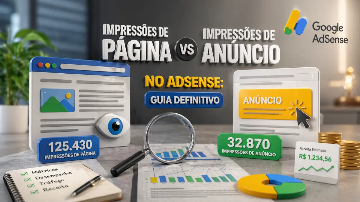 Impressões de Página vs Impressões de Anúncio no AdSense