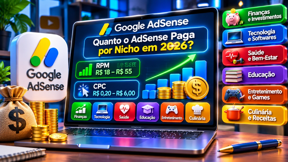 Quanto o Google AdSense Paga por Nicho em 2026? RPM e CPC 1 Quanto o Google AdSense paga por nicho em 2026, com gráficos de RPM e CPC