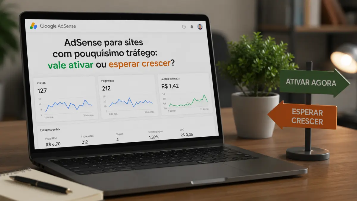 AdSense para sites com pouquíssimo tráfego: vale ativar ou esperar crescer? 1 AdSense para sites com pouquíssimo tráfego