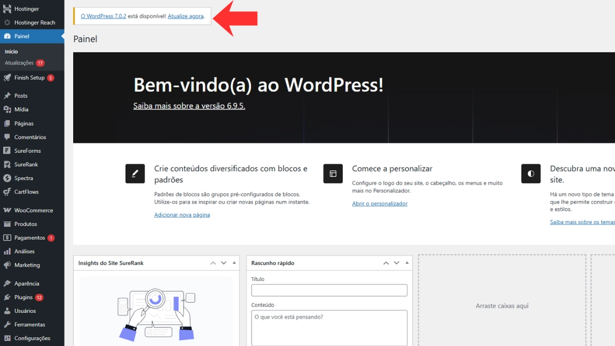 WordPress 7.0.2: Atualização de Segurança Urgente 2 Como atualizar seu WordPress agora para o WordPress 7.0.2