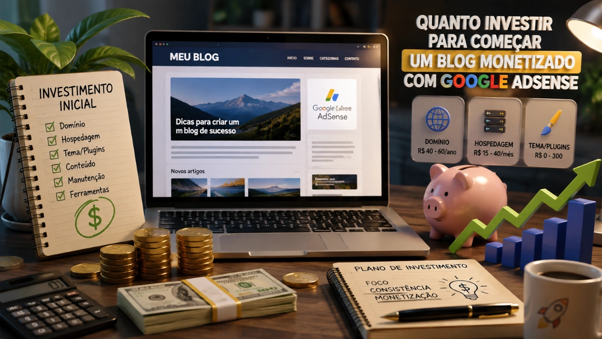 Quanto investir para começar um blog monetizado com Google AdSense