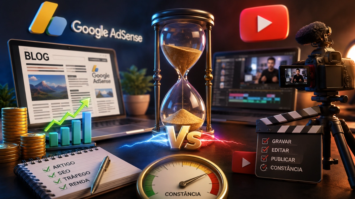 Blog Monetizado com Google AdSense ou Canal no YouTube? 2 Tempo, produção e exigência de constância