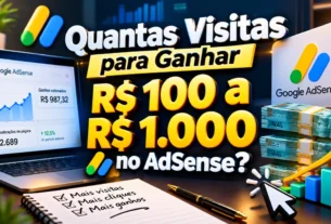 Quantas Visitas para Ganhar R$ 100 a R$ 1.000 no AdSense