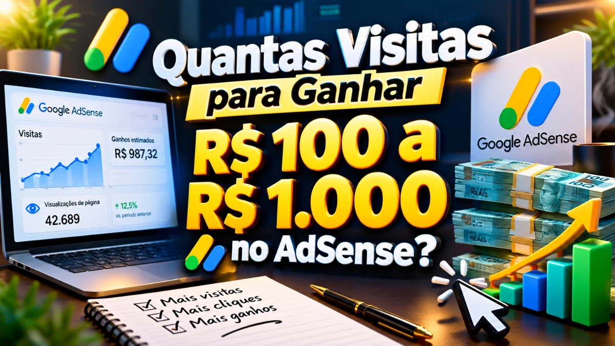 Quantas Visitas para Ganhar R$ 100 a R$ 1.000 no AdSense