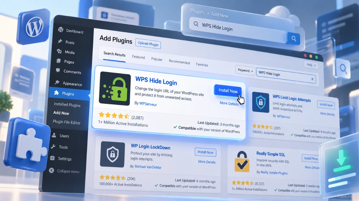 Instalação do plugin WPS Hide Login no WordPress